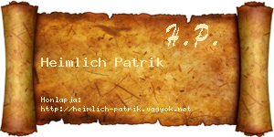 Heimlich Patrik névjegykártya
